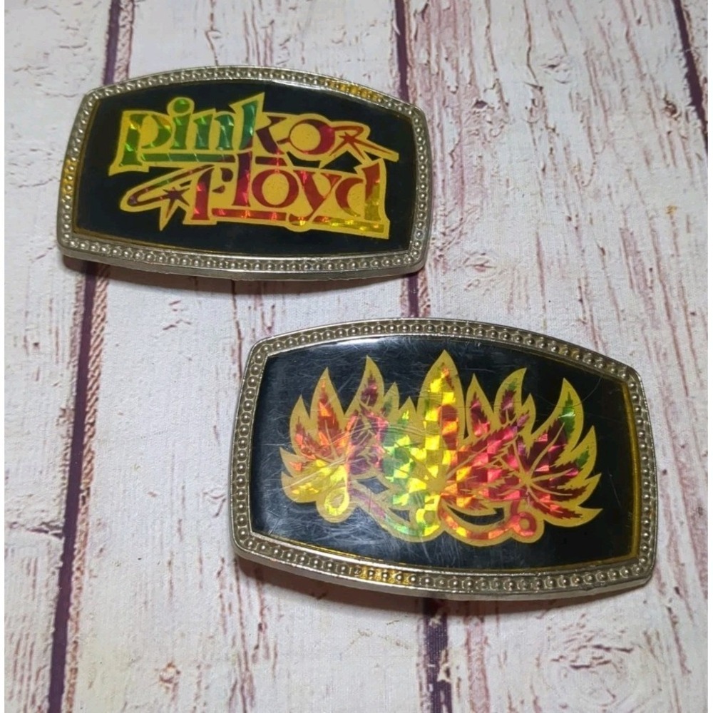 Vintage 70s Lot Of 2 cpi Belt Buckles Pink Floyd + 1 More‎ Hippie Vibes